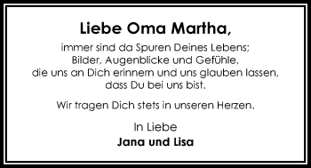 Traueranzeige von Martha Laßwitz von Nordwest-Zeitung