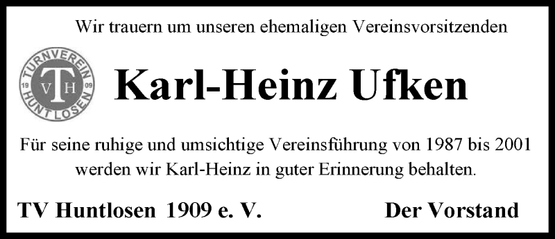  Traueranzeige für Karl-Heinz Ufken vom 10.10.2013 aus Nordwest-Zeitung