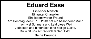 Traueranzeige von Eduard Esse von Nordwest-Zeitung