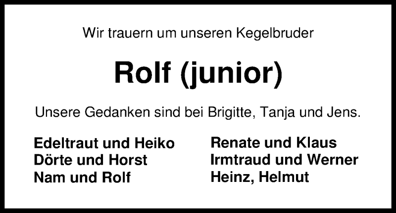  Traueranzeige für Rolf Spiekermann vom 09.11.2013 aus Nordwest-Zeitung