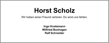 Traueranzeige von Horst Scholz von Nordwest-Zeitung