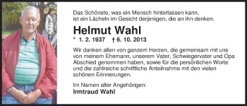 Traueranzeige von Helmut Wahl von Nordwest-Zeitung