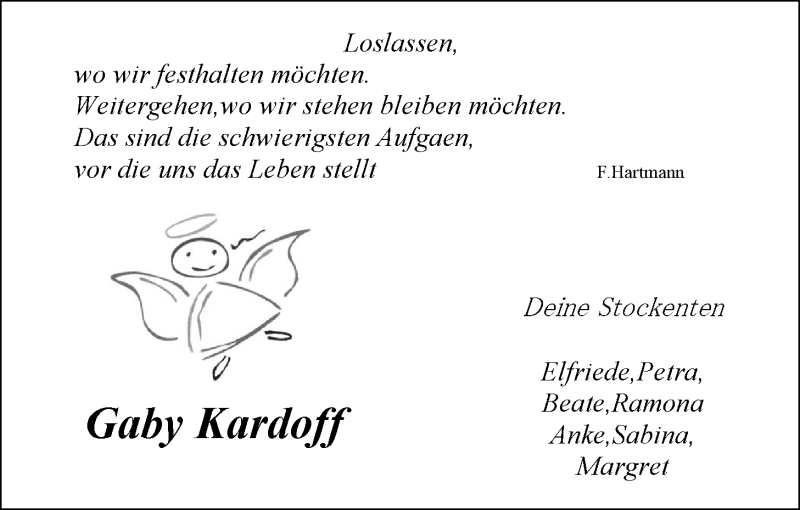  Traueranzeige für Gabriele Kardoff vom 02.12.2013 aus Nordwest-Zeitung