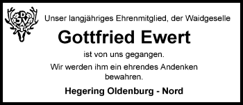 Traueranzeige von Gottfried Ewert von Nordwest-Zeitung