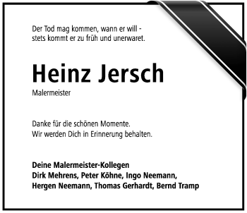 Traueranzeige von Gerlinde Jersch von Nordwest-Zeitung