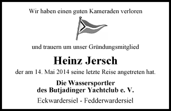 Traueranzeige von Gerlinde Jersch von Nordwest-Zeitung