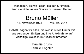 Traueranzeige von Bruno Müller von Nordwest-Zeitung