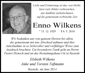 Traueranzeige von Enno Wilkens von Nordwest-Zeitung