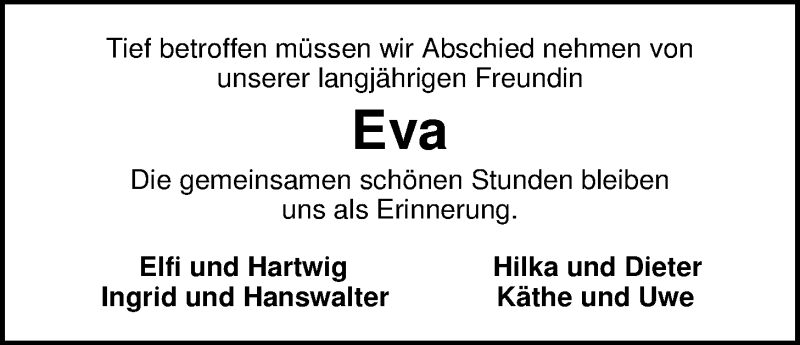  Traueranzeige für Eva-Maria Munderloh vom 07.06.2014 aus Nordwest-Zeitung