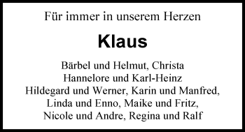 Traueranzeige von Klaus Bischof von Nordwest-Zeitung