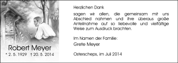 Traueranzeige von Robert Meyer von Nordwest-Zeitung