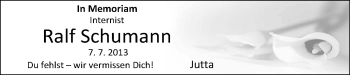 Traueranzeige von Ralf Schumann von Nordwest-Zeitung