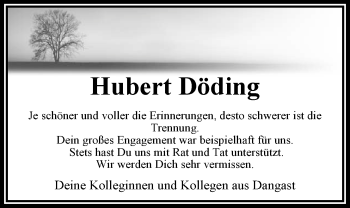 Traueranzeige von Hubert Döding von Nordwest-Zeitung