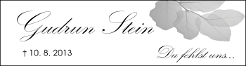 Traueranzeige von Gudrun Stein von Nordwest-Zeitung