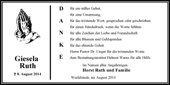 Traueranzeige von Gisela Ruth von Nordwest-Zeitung
