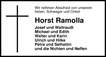 Traueranzeige von Horst Ramolla von Nordwest-Zeitung