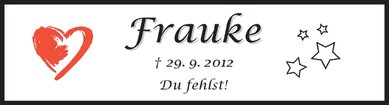  Traueranzeige für Frauke Büsing vom 29.09.2014 aus Nordwest-Zeitung