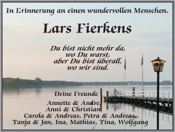 Traueranzeige von Lars Fierkens von Nordwest-Zeitung