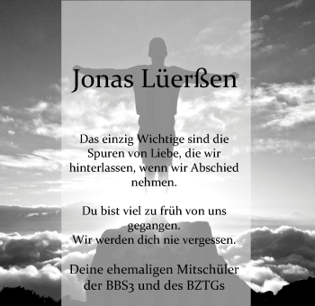 Traueranzeige von Jonas Gerd Lüerßen von Nordwest-Zeitung