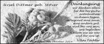 Traueranzeige von Ursel Dittmer von Nordwest-Zeitung