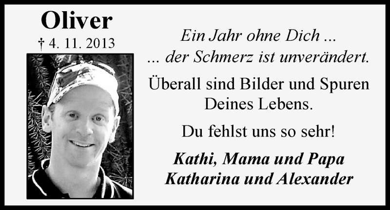  Traueranzeige für Oliver Krömer vom 04.11.2014 aus Nordwest-Zeitung