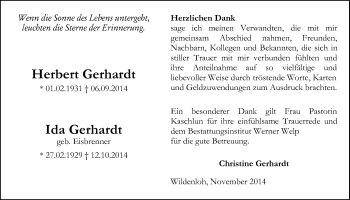 Traueranzeige von Herbert Gerhardt von Nordwest-Zeitung
