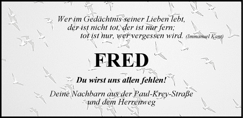  Traueranzeige für Friedrich Rückert vom 18.11.2014 aus Nordwest-Zeitung