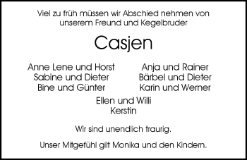Traueranzeige von Casjen Müller von Nordwest-Zeitung
