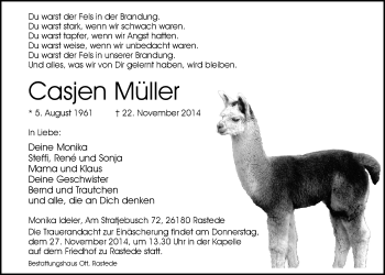 Traueranzeige von Casjen Müller von Nordwest-Zeitung