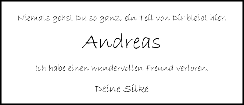  Traueranzeige für Andreas Büsing vom 29.11.2014 aus Nordwest-Zeitung