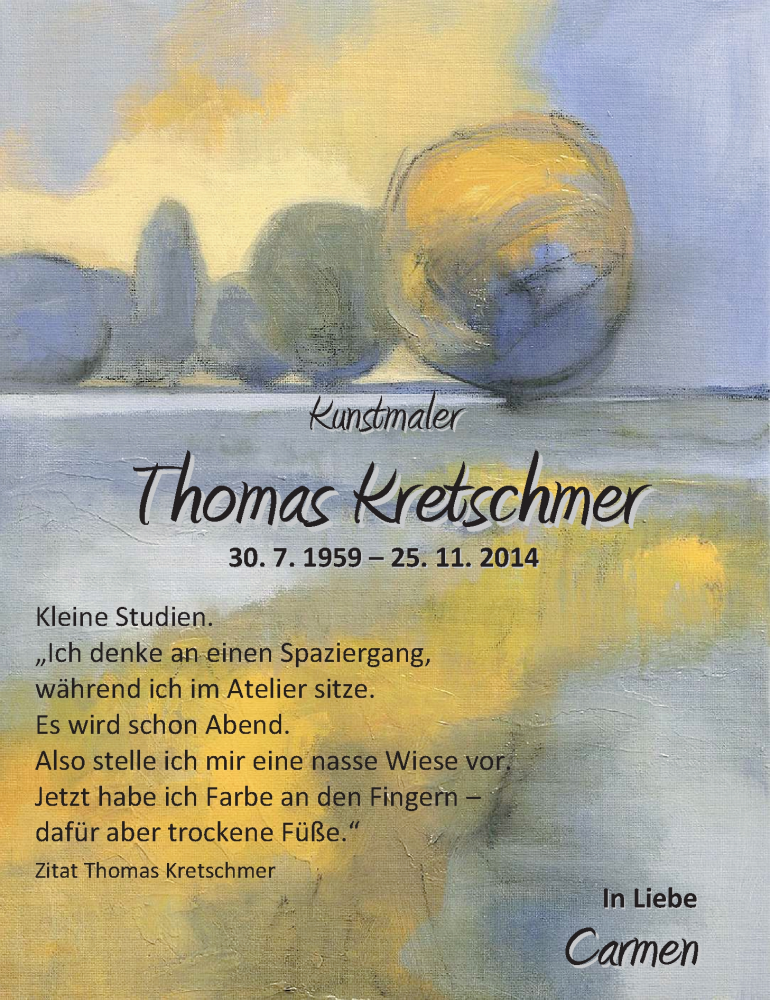  Traueranzeige für Thomas Kretschmer vom 29.11.2014 aus Nordwest Zeitung