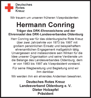 Traueranzeige von Hermann Conring von Nordwest-Zeitung