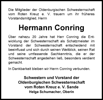 Traueranzeige von Hermann Conring von Nordwest-Zeitung