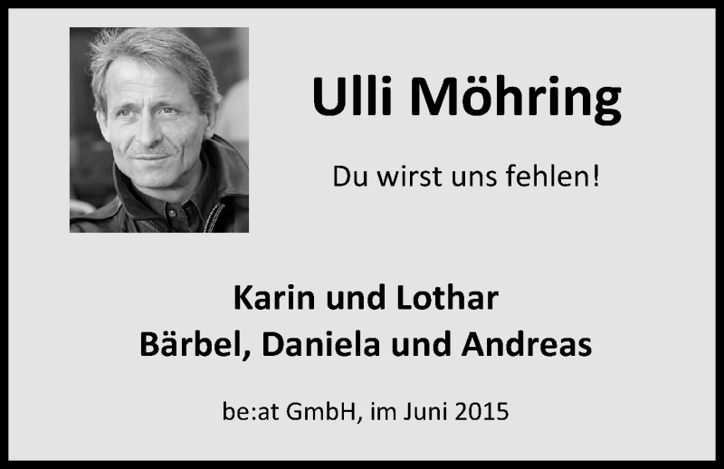  Traueranzeige für Ulli Möhring vom 01.07.2015 aus Nordwest-Zeitung