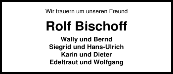 Traueranzeige von Rolf Bischoff von Nordwest-Zeitung