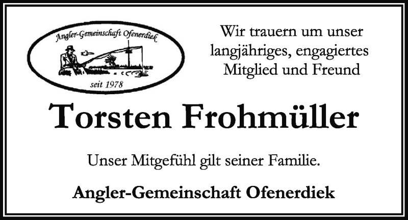 Traueranzeige für Torsten Frohmüller vom 20.04.2015 aus Nordwest-Zeitung