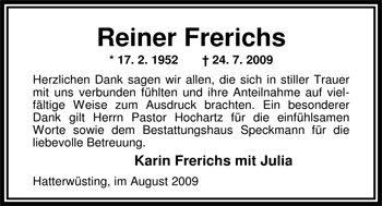 Traueranzeige von Reiner Frerichs von Nordwest-Zeitung