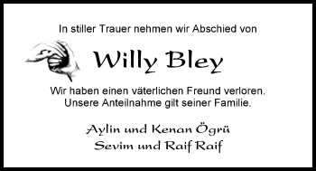 Traueranzeige von Willy Bley von Nordwest-Zeitung