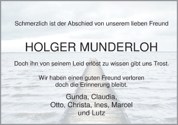 Traueranzeige von Holger Munderloh von Nordwest-Zeitung
