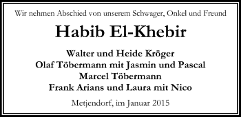 Traueranzeige von Habib El-Khebir von Nordwest-Zeitung