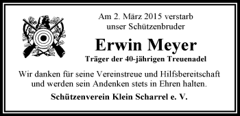 Traueranzeige von Erwin Meyer von Nordwest-Zeitung