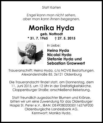 Traueranzeige von Monika Hyda von Nordwest-Zeitung