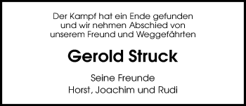 Traueranzeige von Gerold Struck von Nordwest-Zeitung