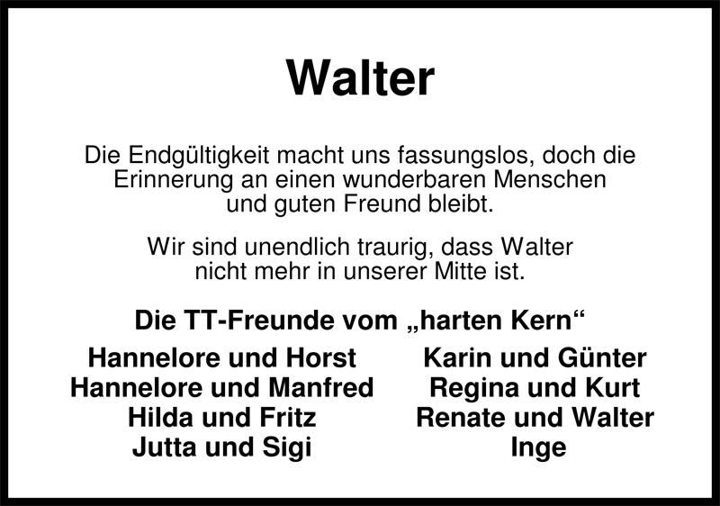  Traueranzeige für Walter Neumann vom 25.08.2009 aus Nordwest-Zeitung