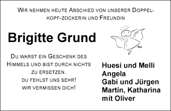 Traueranzeige von Brigitte Grund von Nordwest-Zeitung