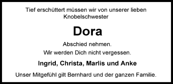 Traueranzeige von Dora Immens von Nordwest-Zeitung