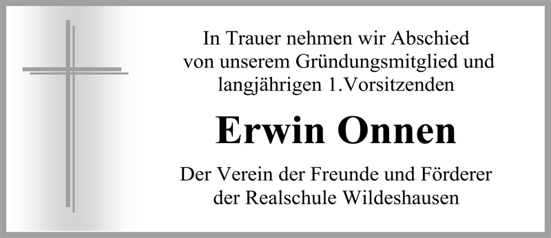  Traueranzeige für Erwin Onnen vom 15.01.2009 aus Nordwest-Zeitung