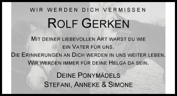 Traueranzeige von Rolf Gerken von Nordwest-Zeitung