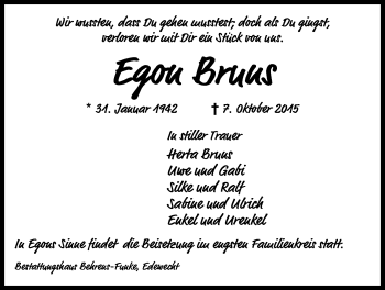 Traueranzeige von Egon Bruns von Nordwest-Zeitung