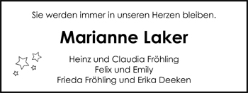 Traueranzeige von Marianne Laker von Nordwest-Zeitung